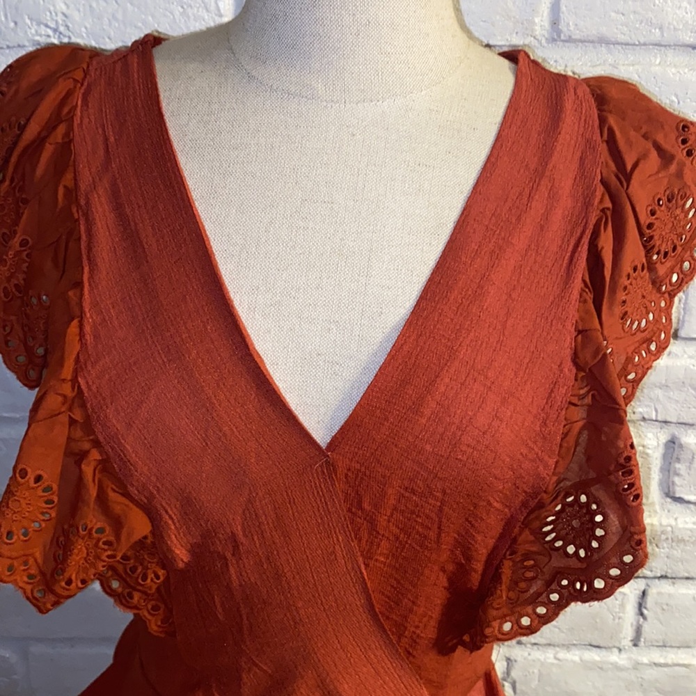SOLD Twine and String Woman Orange Blouse/Top size M - Picture 2 of 12
